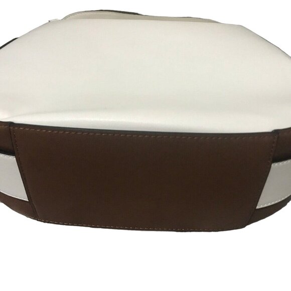 NWT FRENCH CONNECTION OLIVIA LEATHER BUCKET PURSE - WHITE NUTMEG - Picture 2 of 10